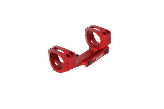 The Warne Scope Mounts 34mm optic mount is red anodized for a unique looking competition rifle